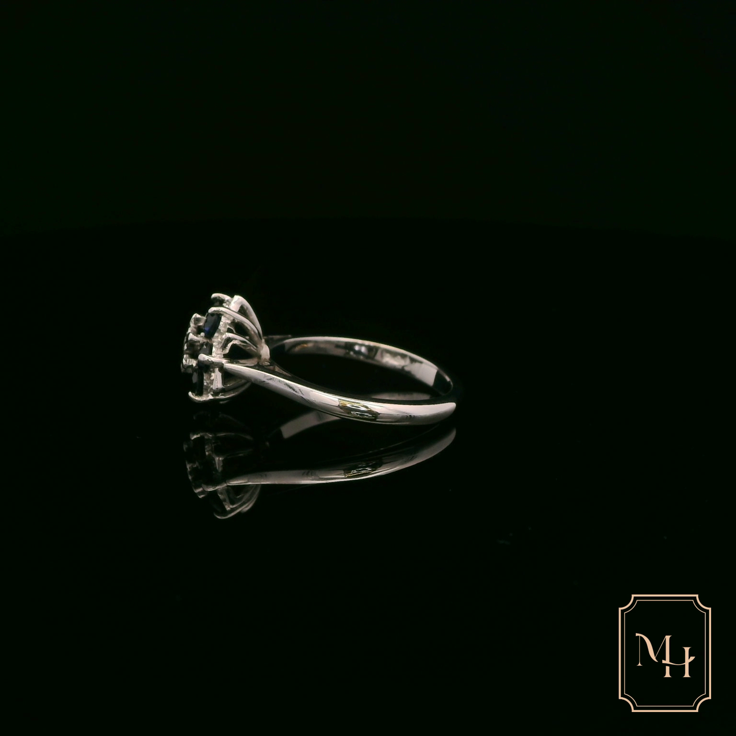 Sapphire & Diamond Flowered Ring