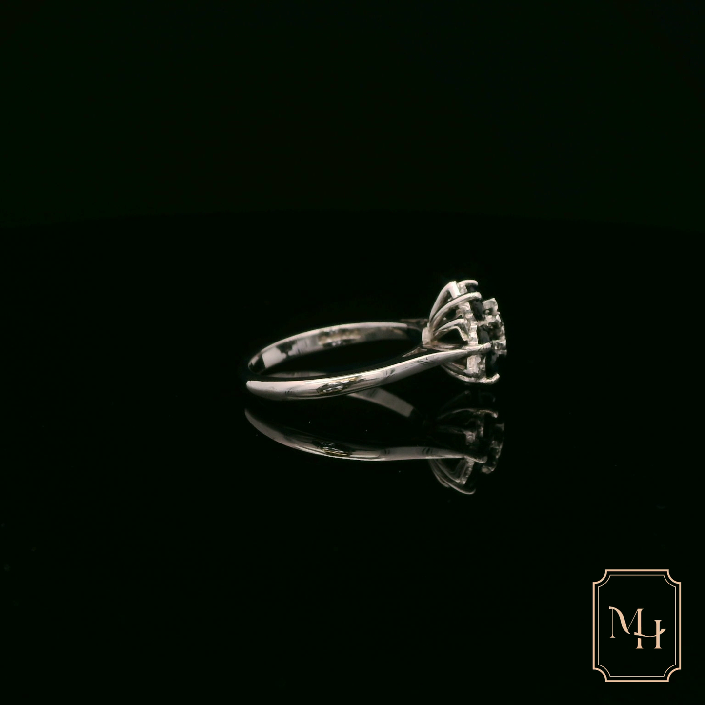 Sapphire & Diamond Flowered Ring