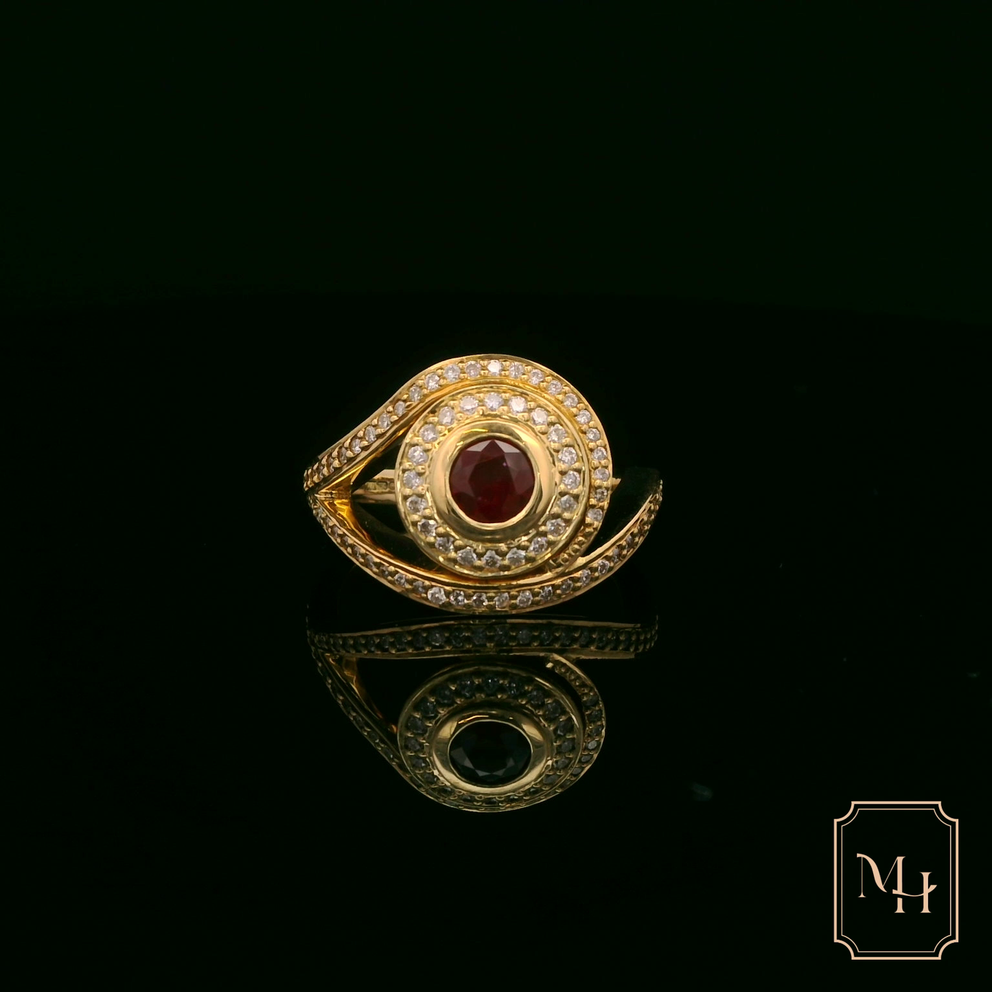 Ruby & Diamond Spiral Ring