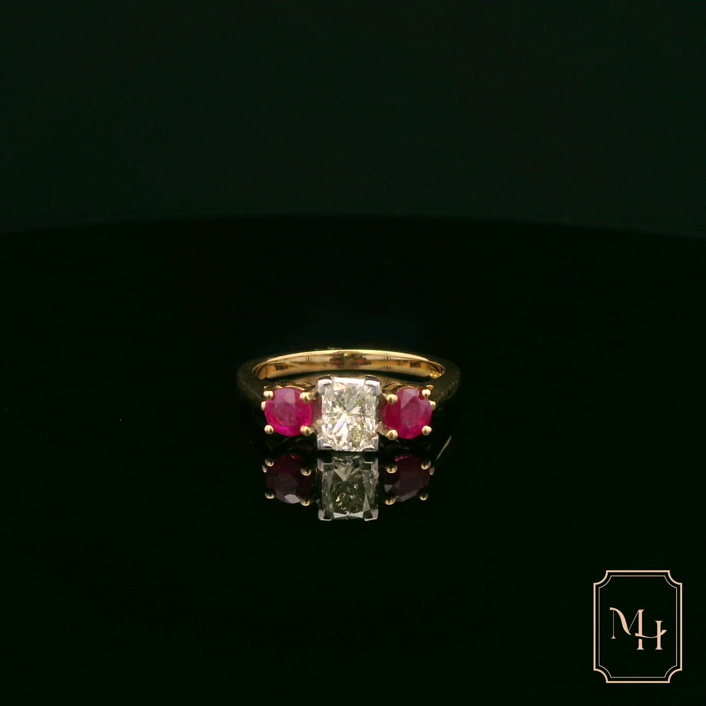 Three-Stone Ruby & Diamond Ring