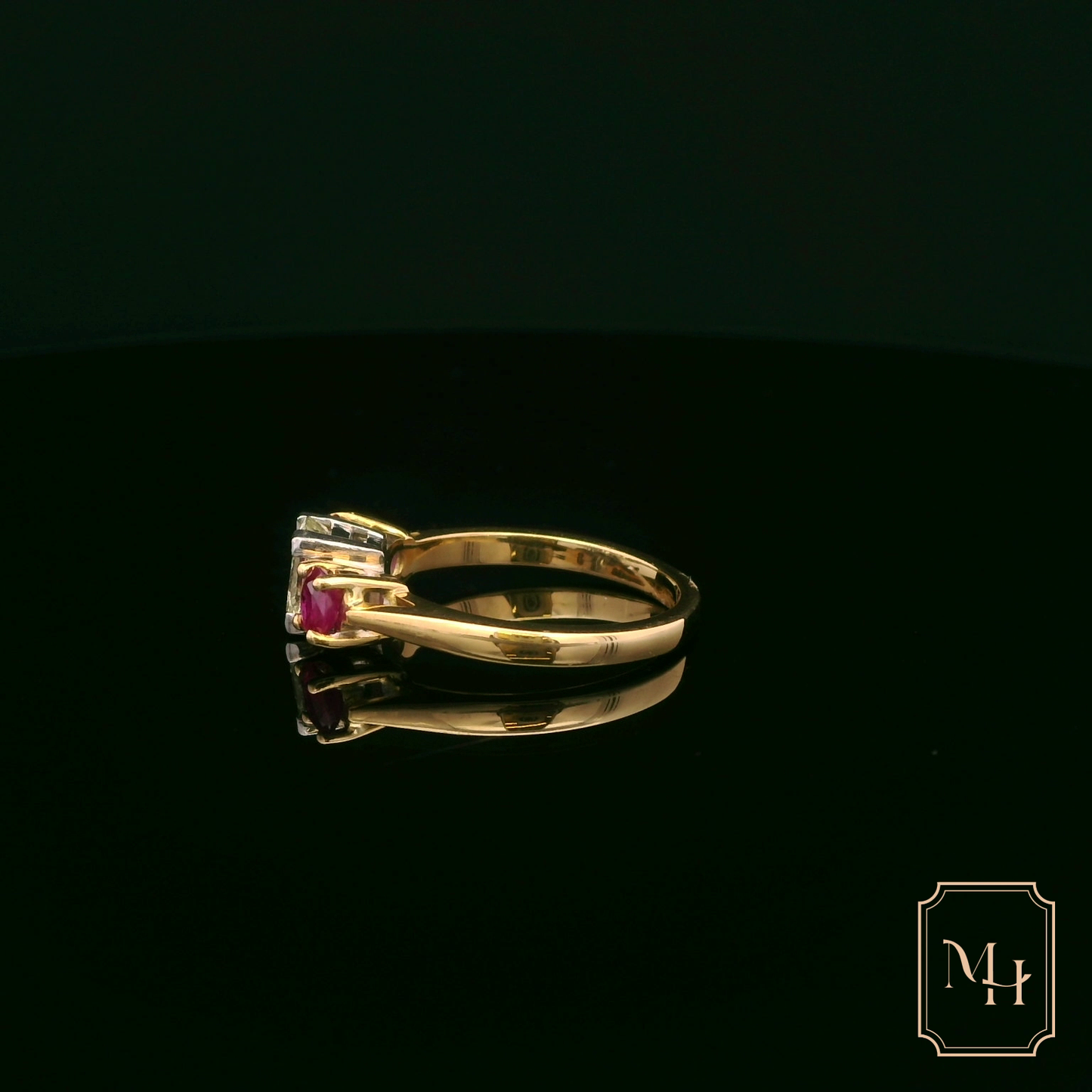Three-Stone Ruby & Diamond Ring