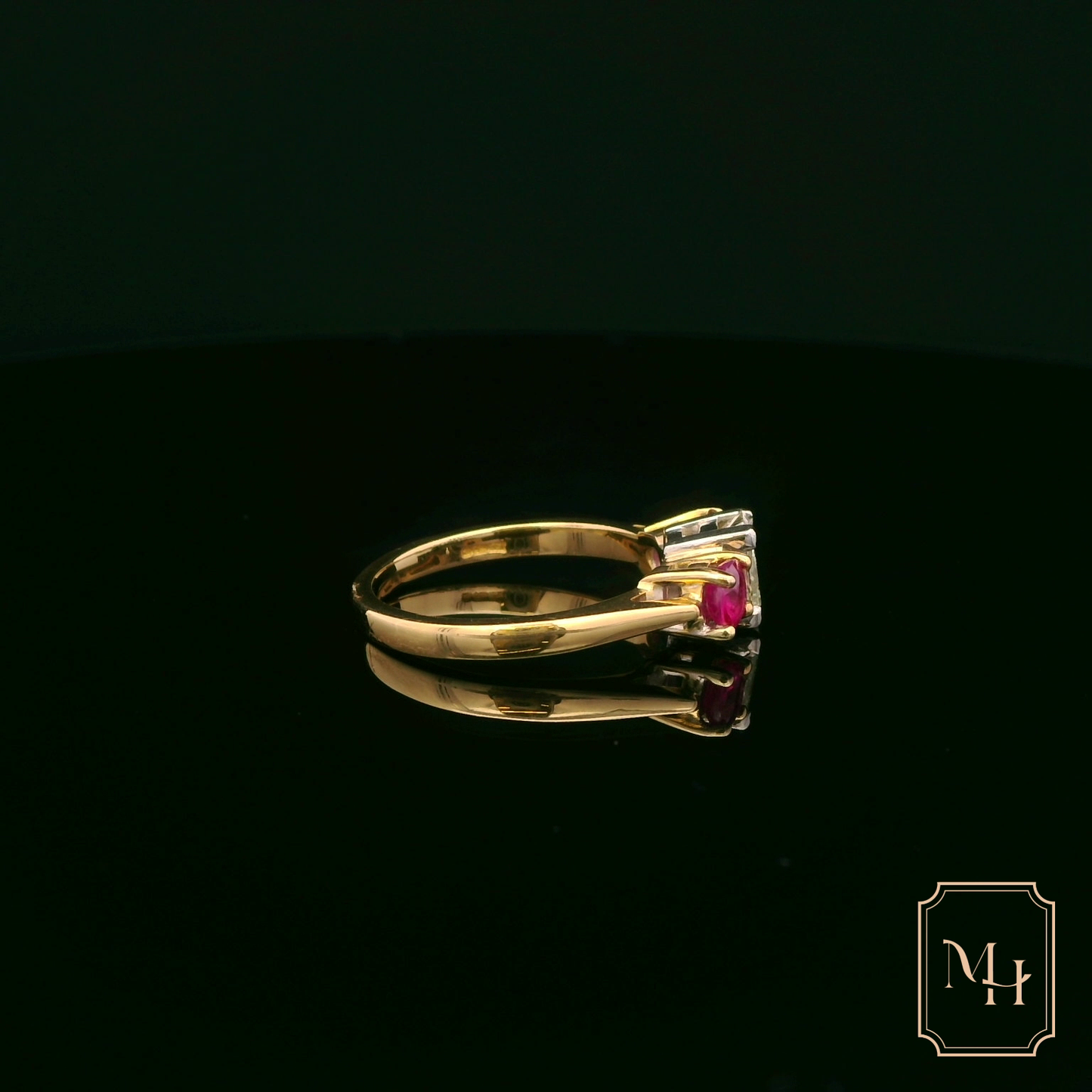 Three-Stone Ruby & Diamond Ring