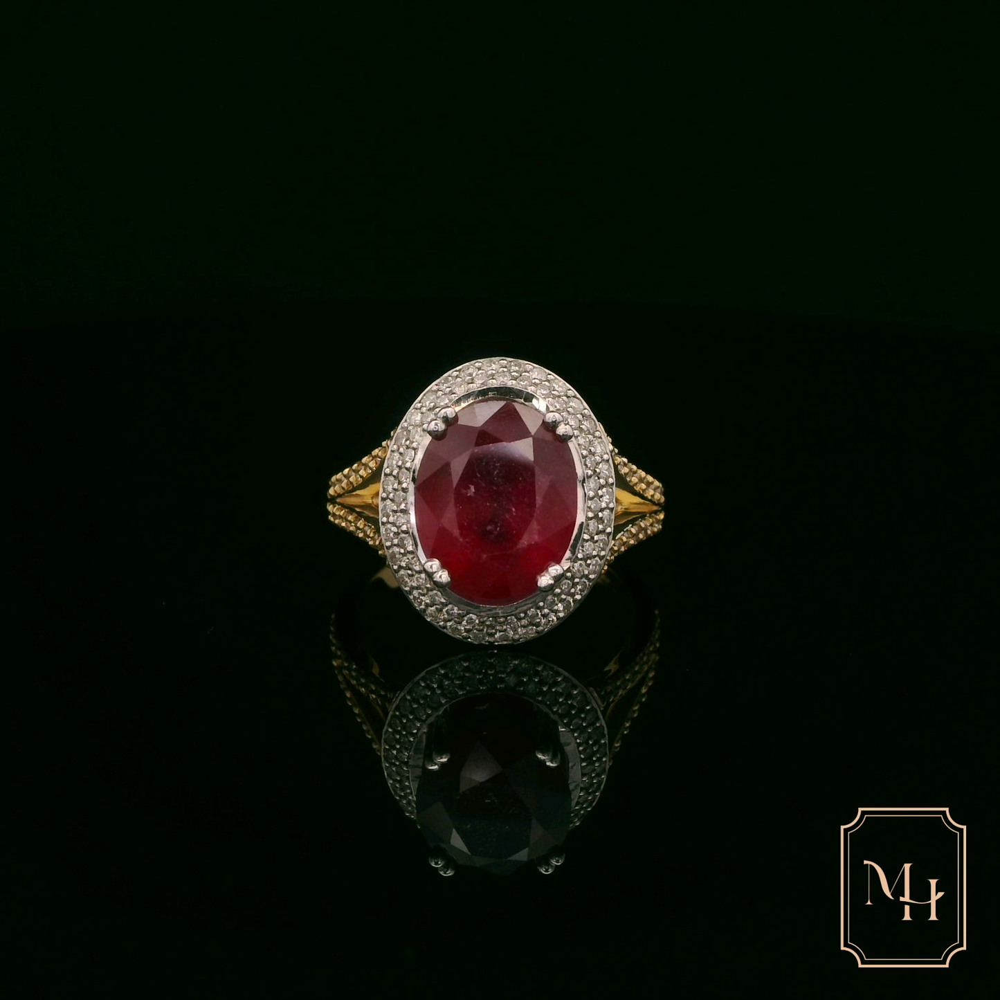 Floral-Ruby & Diamond Ring