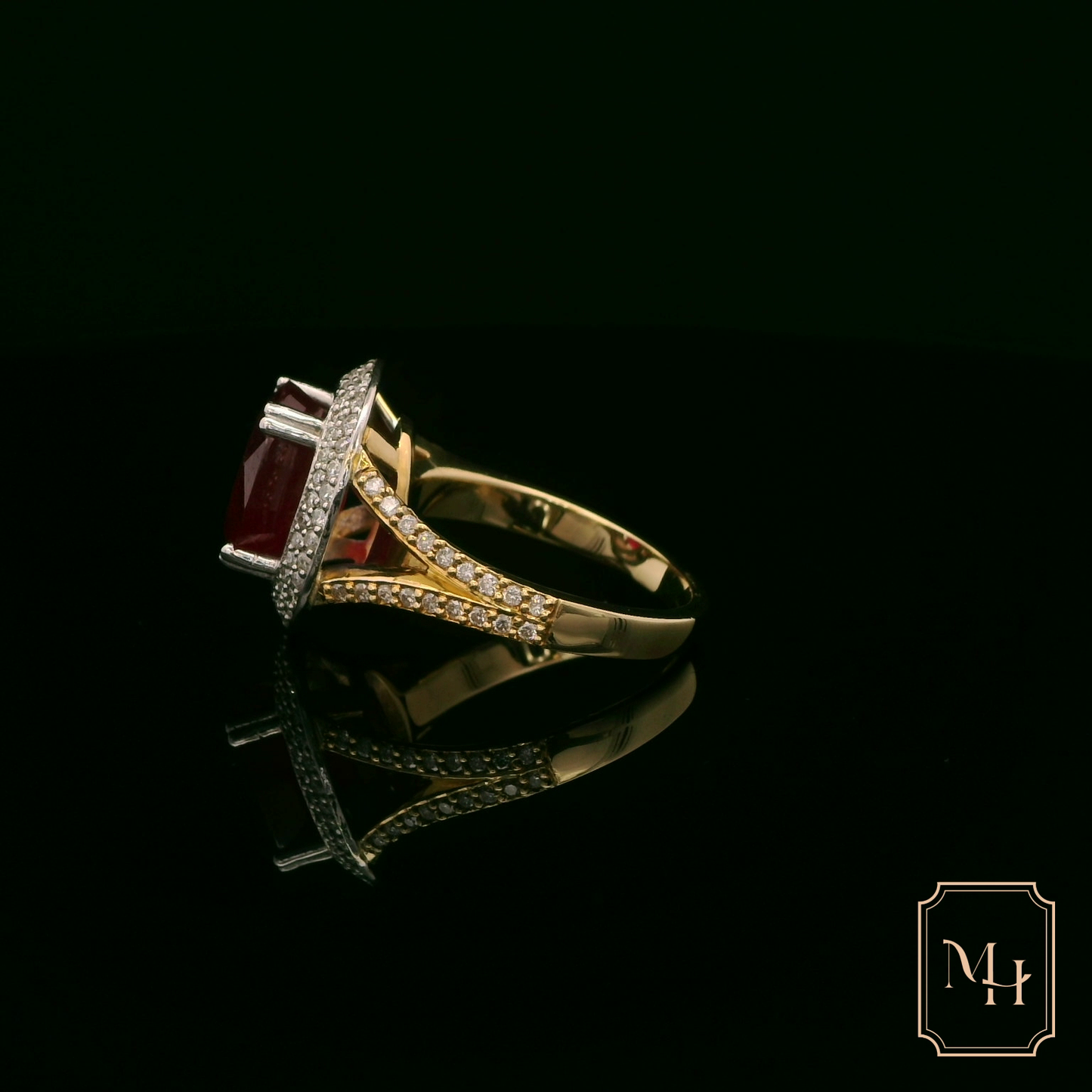 Floral-Ruby & Diamond Ring