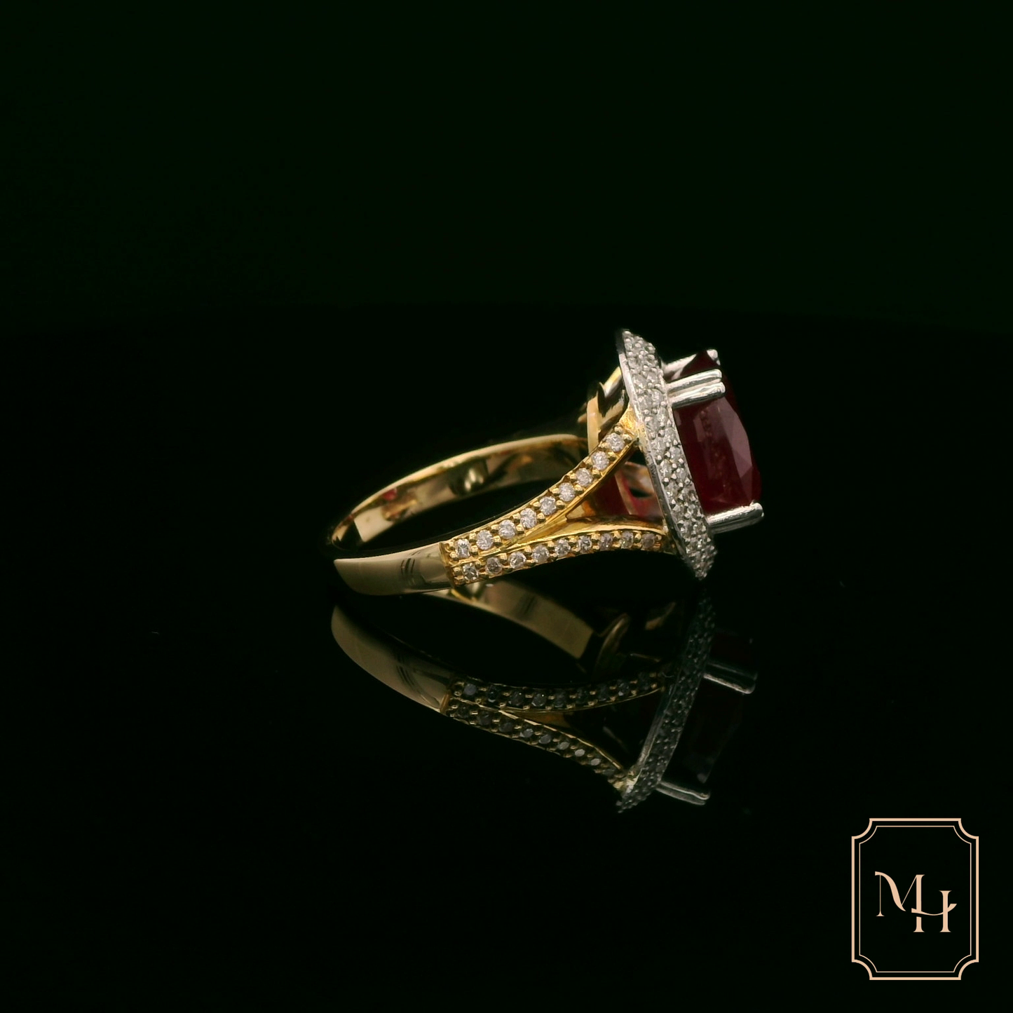 Floral-Ruby & Diamond Ring