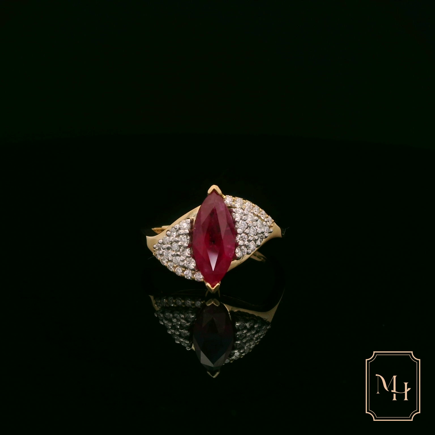 Marquise-Cut Ruby & Diamond Ring