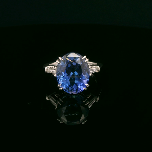 Tanzanite-Baguette Diamond Ring