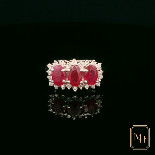 Ruby & Diamond Three-Stone Ring