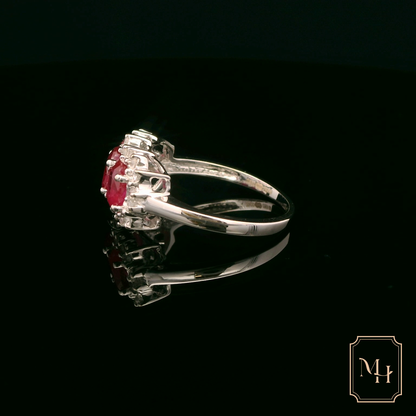 Ruby & Diamond Three-Stone Ring