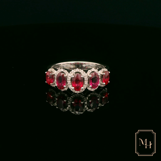 Five-Stone Ruby Diamond Ring