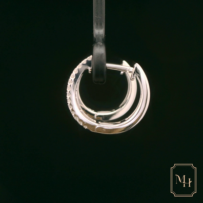 Three-Row Diamond Baguette Earrings