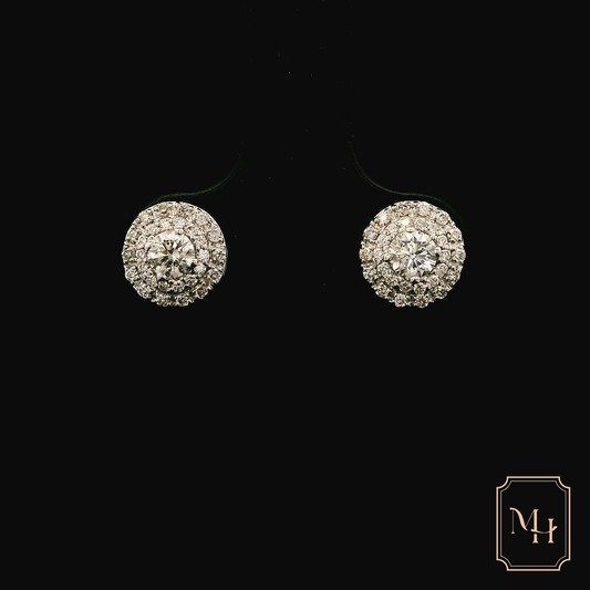 Double-Halo Diamond Earrings