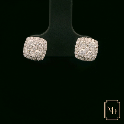Princess-Halo Diamond Earrings