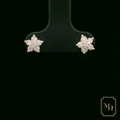 Five-Petal Floral Diamond Earrings