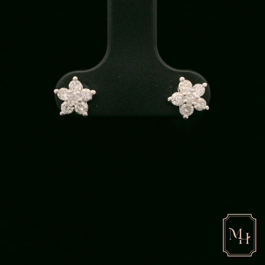 Five-Petal Floral Diamond Earrings