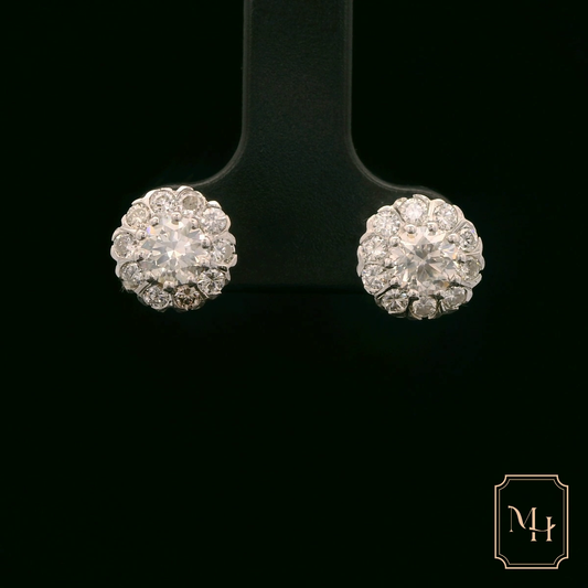 Floral-Studded Diamond Earrings