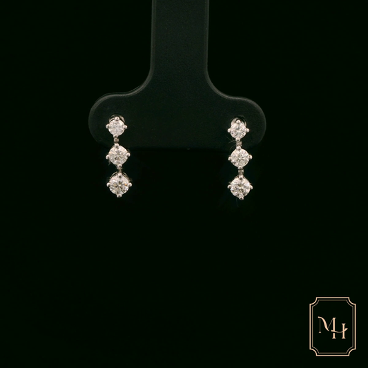 Three-Stone Diamond Drop Earrings