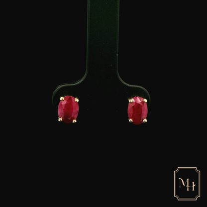 Solitaire Ruby Stud Earrings