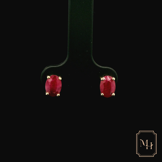 Solitaire Ruby Stud Earrings