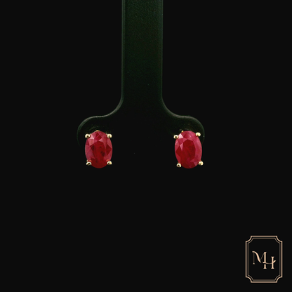 Solitaire Ruby Stud Earrings
