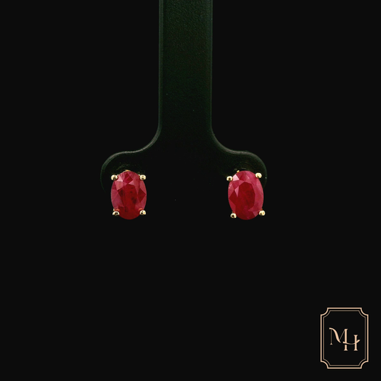 Solitaire Ruby Stud Earrings