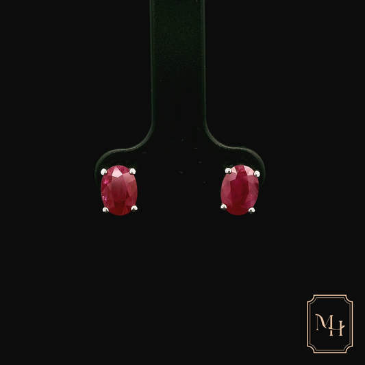 Solitaire Ruby Stud Earrings