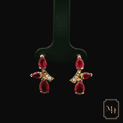 Ruby & Diamond Drop Earrings