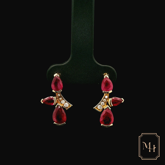 Ruby & Diamond Drop Earrings