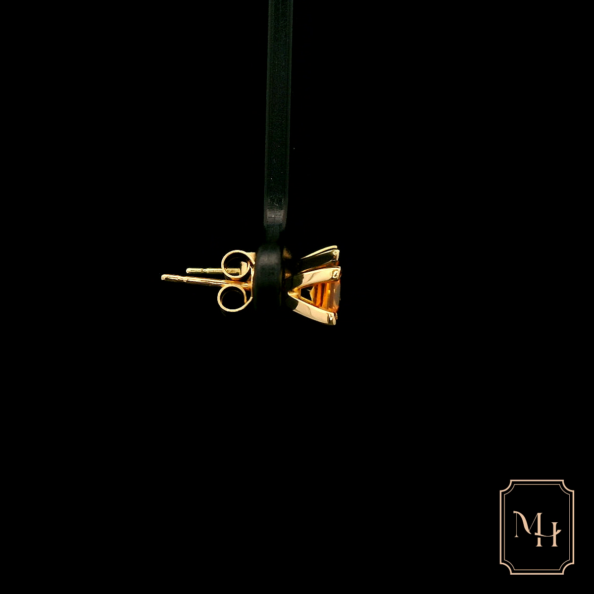 Four-Claw Orange Sapphire Stud Earrings