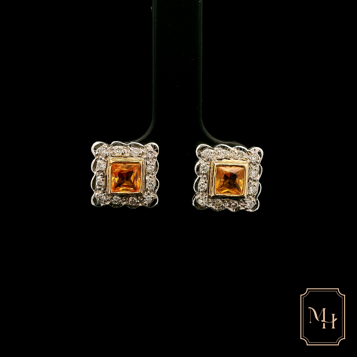 Princess-Cut Sapphire Diamond Earrings