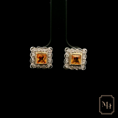 Princess-Cut Sapphire Diamond Earrings