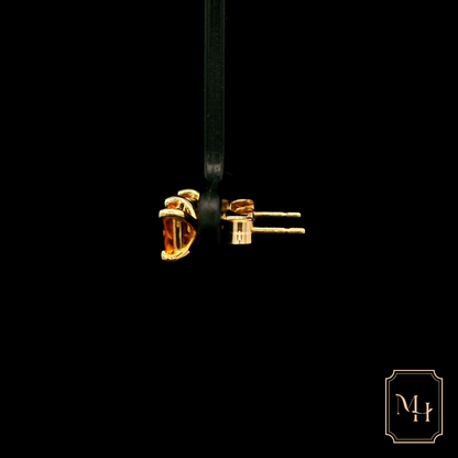 Four-Claw Orange Sapphire Stud Earrings