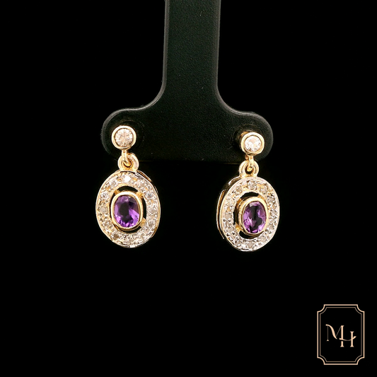 Amethyst & Diamond Cluster Earrings