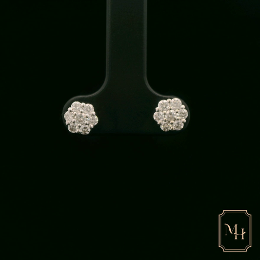 Diamond Floral-Cluster Earrings