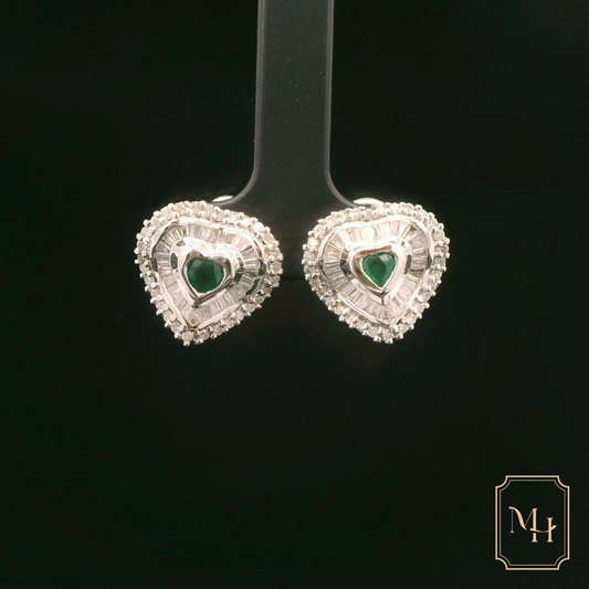 Heart-Shaped Emerald Earrings