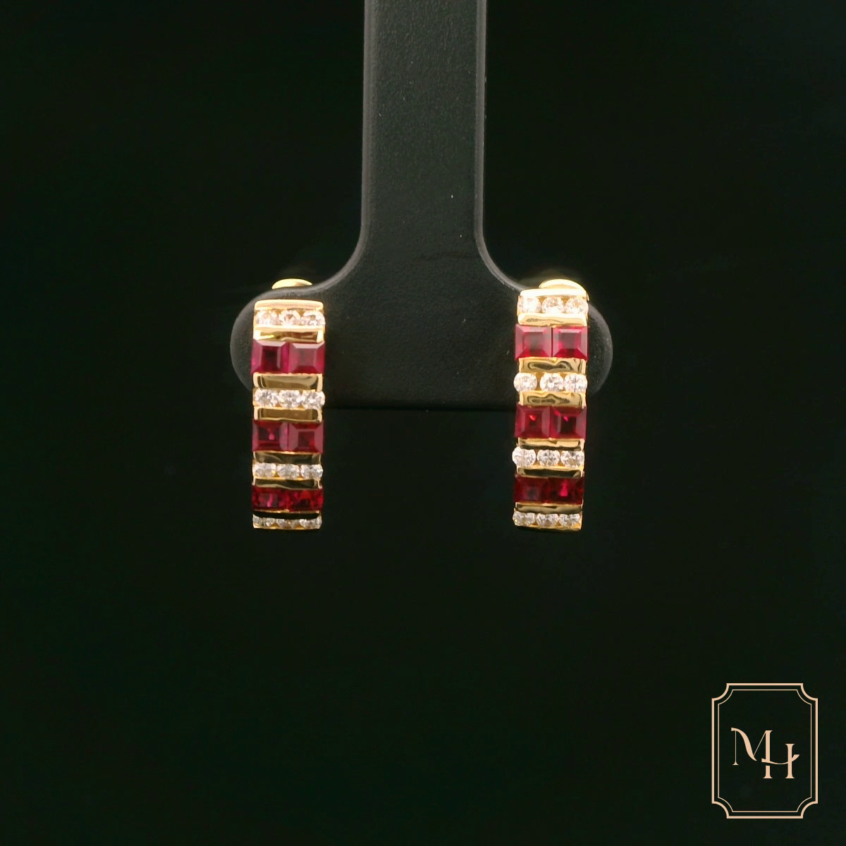 Ruby & Diamond Patterned Earrings