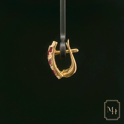 Ruby & Diamond Patterned Earrings
