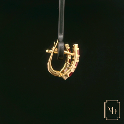 Ruby & Diamond Patterned Earrings