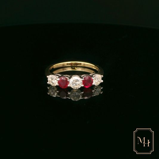 Five-Stone Diamond & Ruby Ring