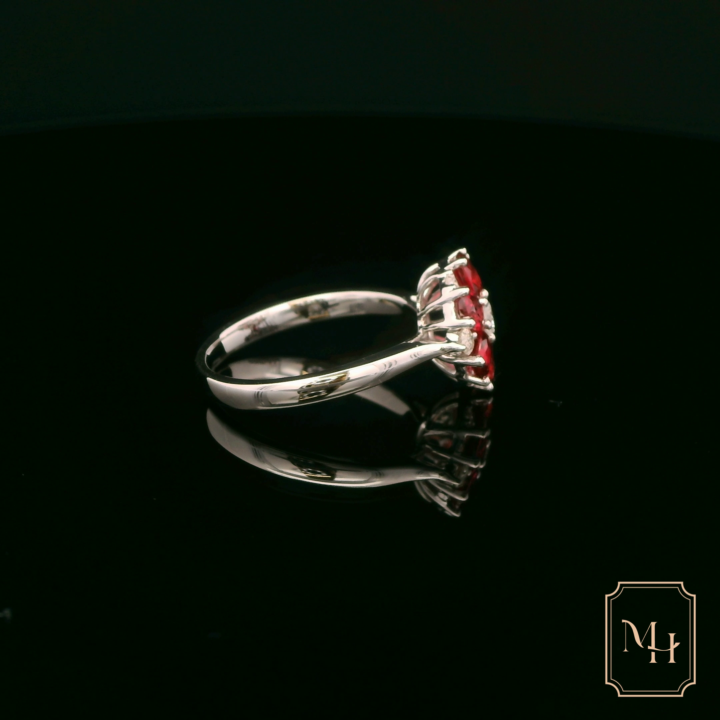 Ruby & Diamond Floral Ring
