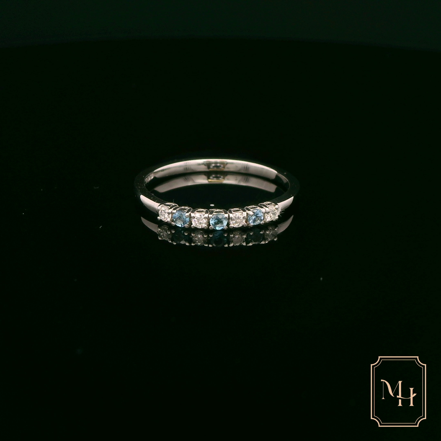 Aquamarine & Diamond White Gold Ring