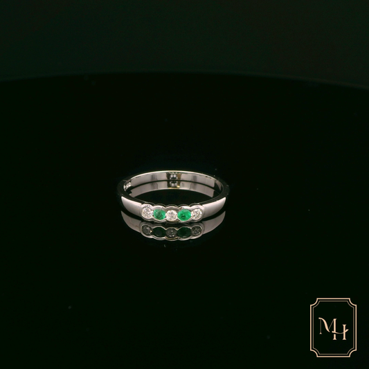 Emerald & Diamond White Gold Ring