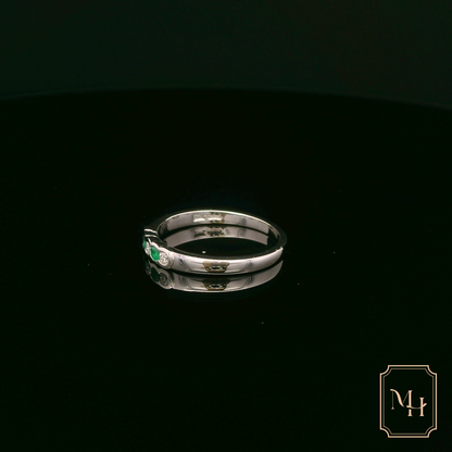 Emerald & Diamond White Gold Ring
