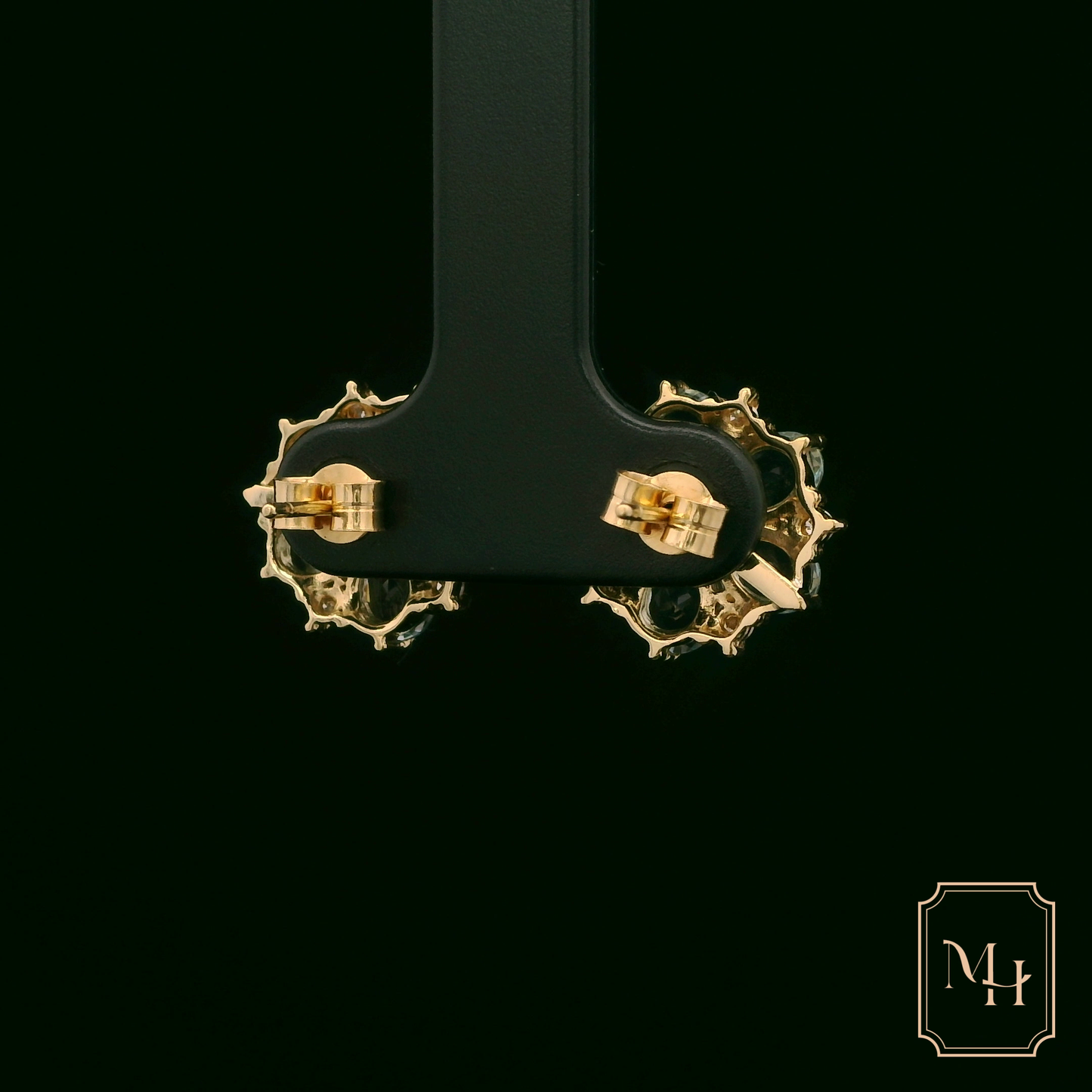 Aquamarine & Diamond Floral Earrings