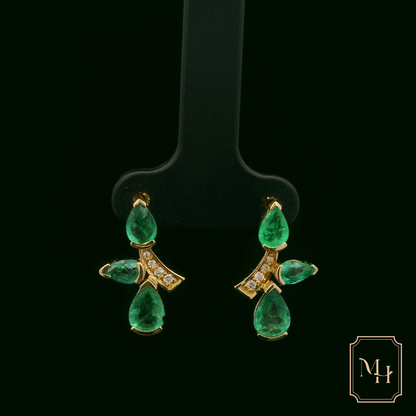 Emerald & Diamond Drop Earrings