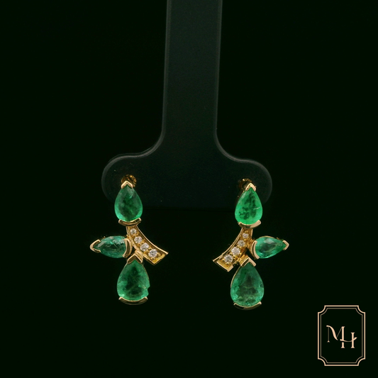 Emerald & Diamond Drop Earrings