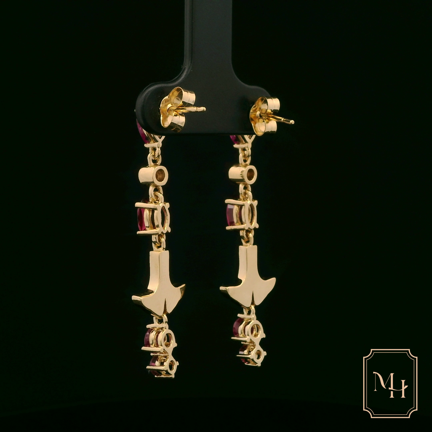 Ruby & Diamond Anchored-Drop Earrings
