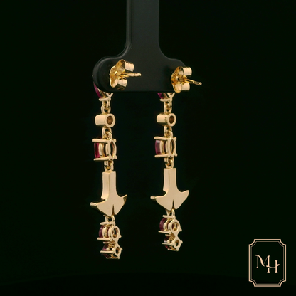 Ruby & Diamond Anchored-Drop Earrings