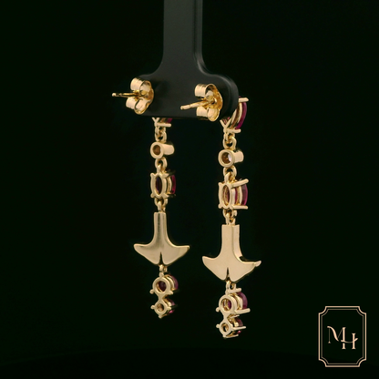 Ruby & Diamond Anchored-Drop Earrings