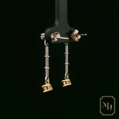 Ruby & Diamond Drop-Bar Earrings